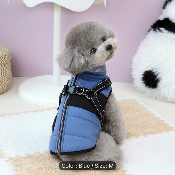 Other - Blue and Black Pet Dog or Cat Puffer Jacket Vest with Night Reflectors